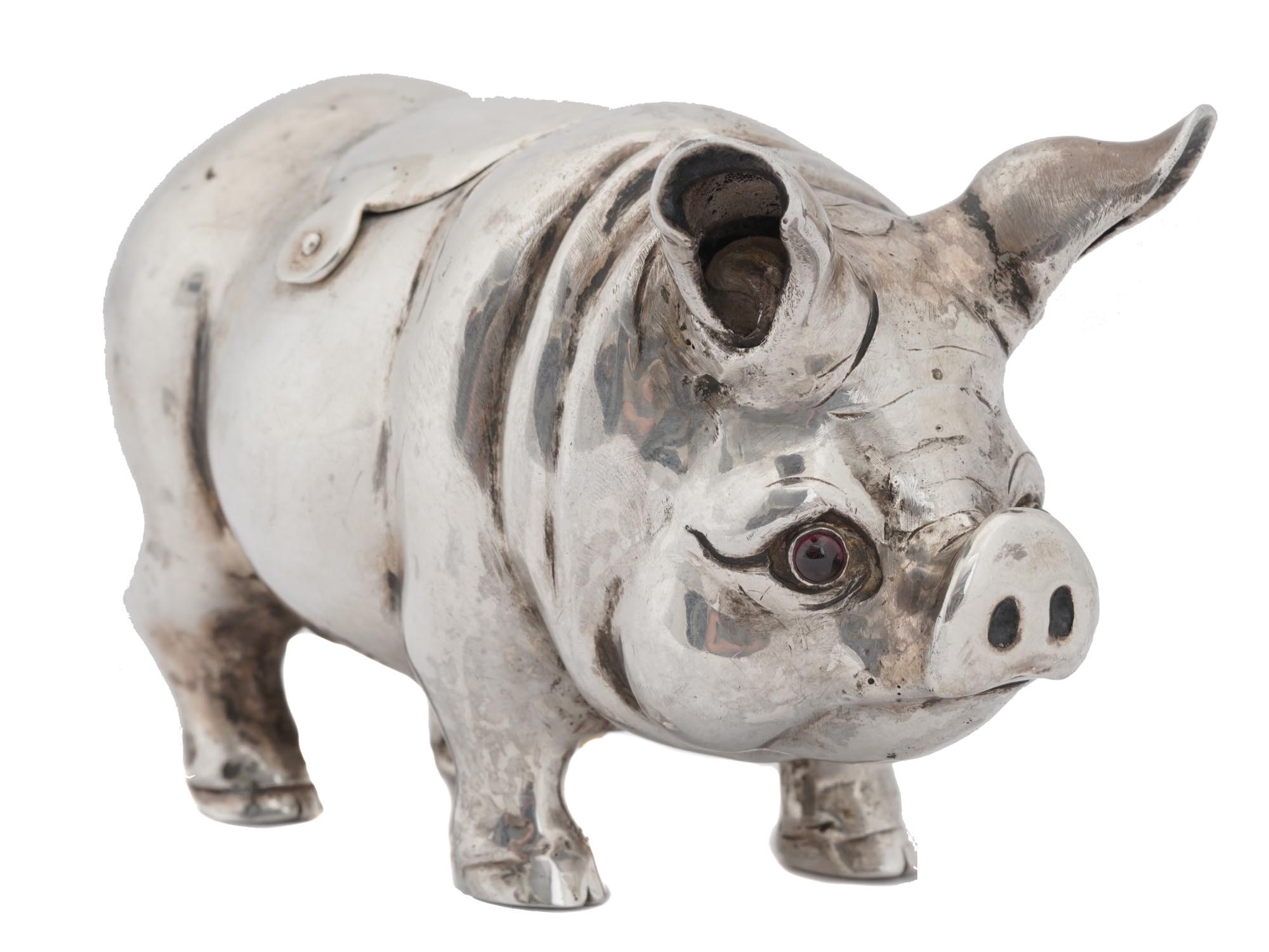 RUSSIAN 84 SILVER PIG FIGURAL SPICE CONTAINER PIC-0